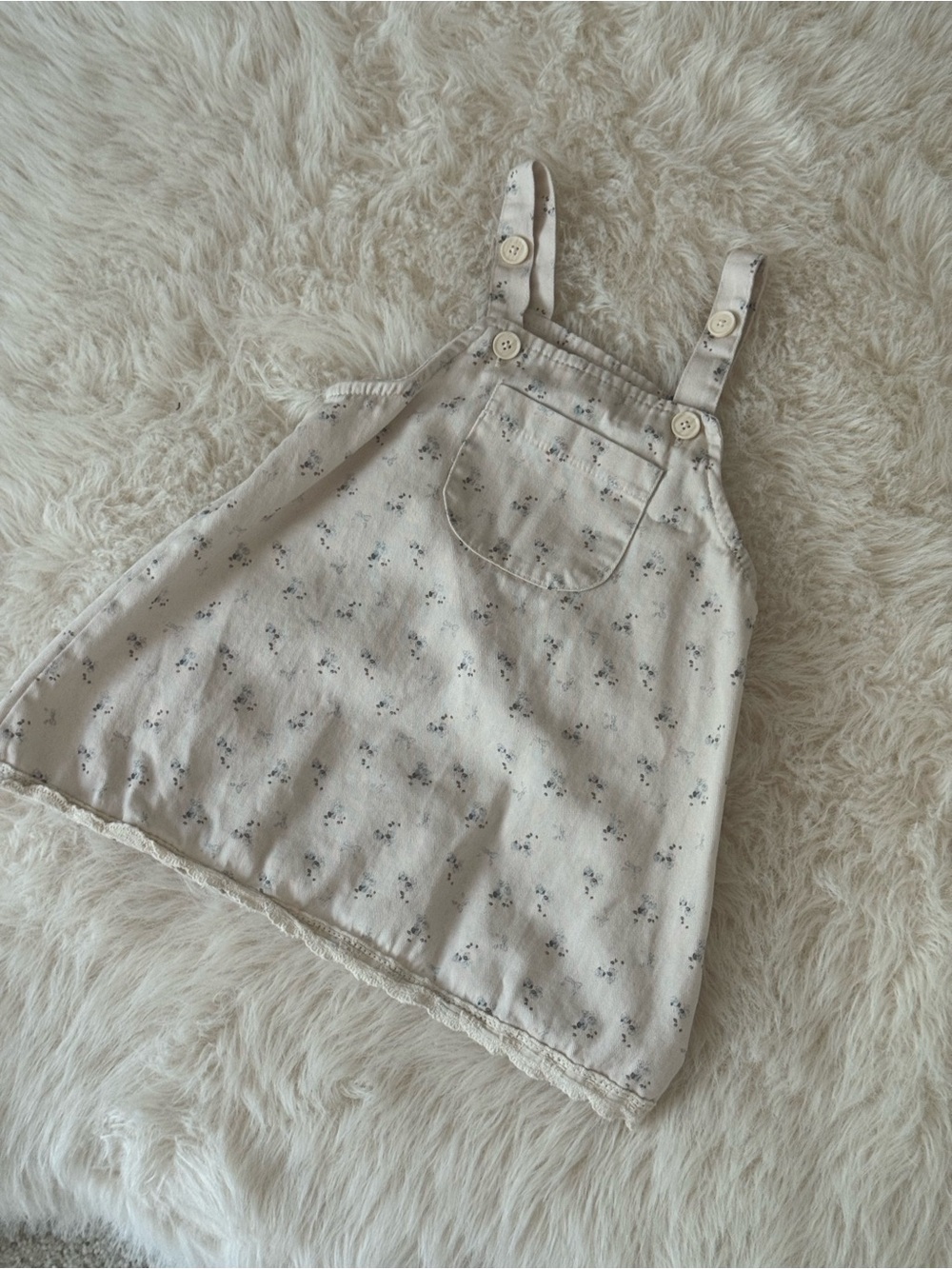 Kids Floral Pinafore Dress - Cream